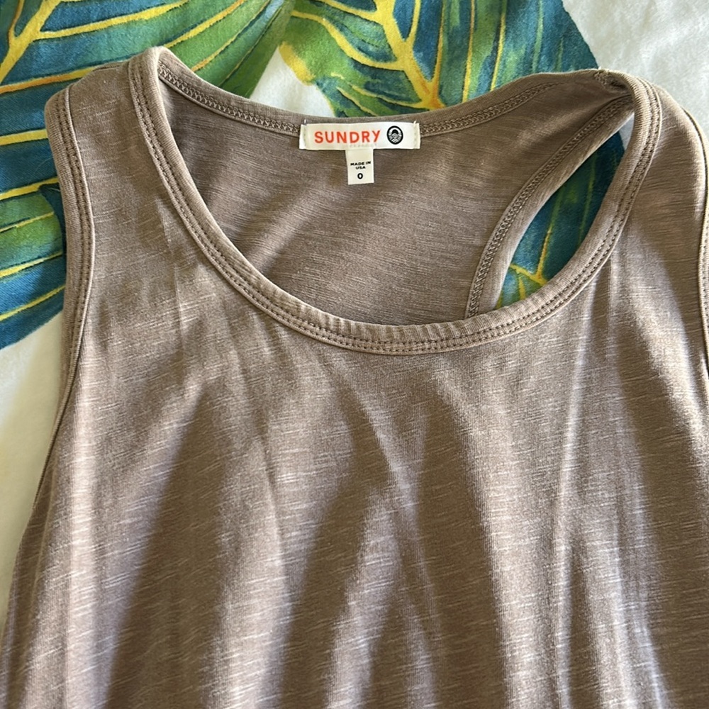 SUNDRY SLEEVELESS SUNDRESS RUCHED DRESS - Picture 2 of 6